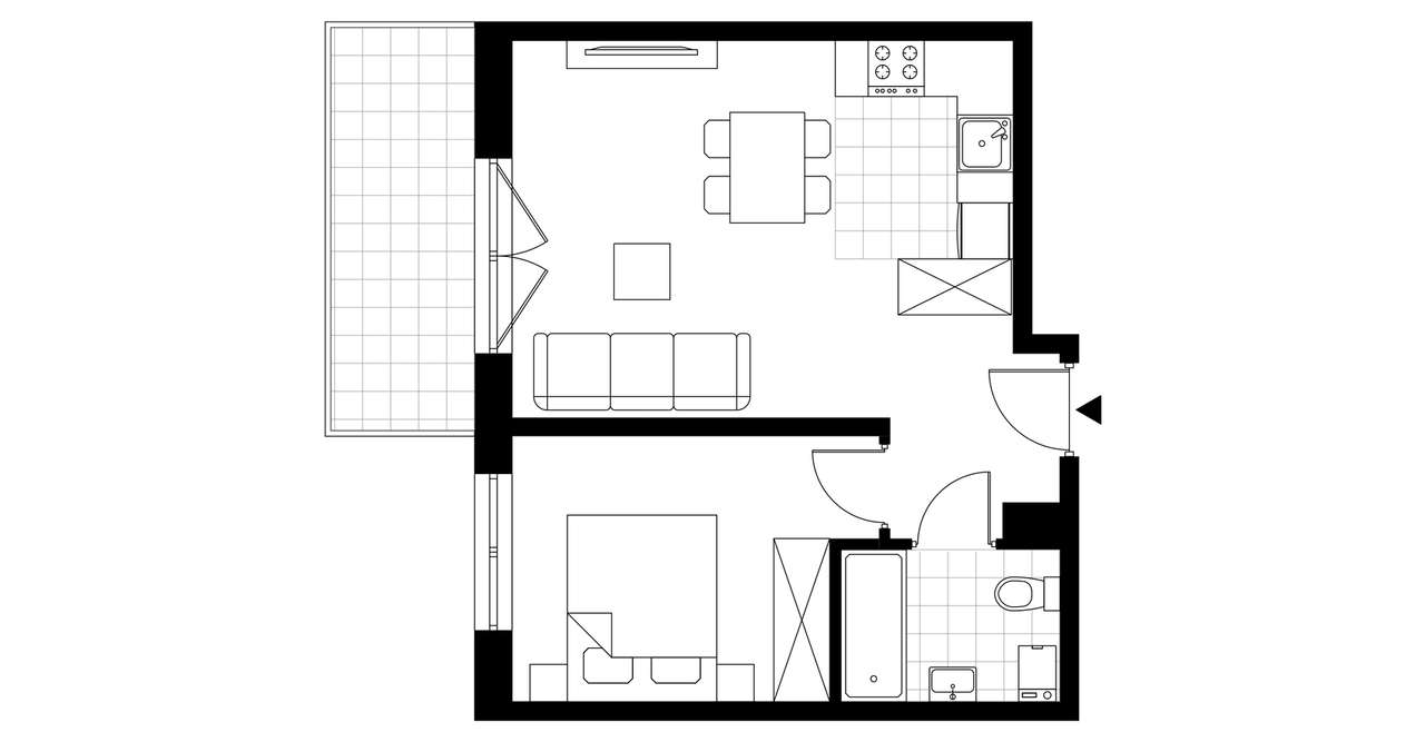 2-pokojowe mieszkanie 36m2 + balkon - Pełny obrazek: 3/6