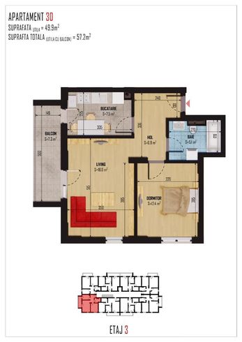 Apartament 2 camere spațios, aproape de București, în zonă liniștită !-7