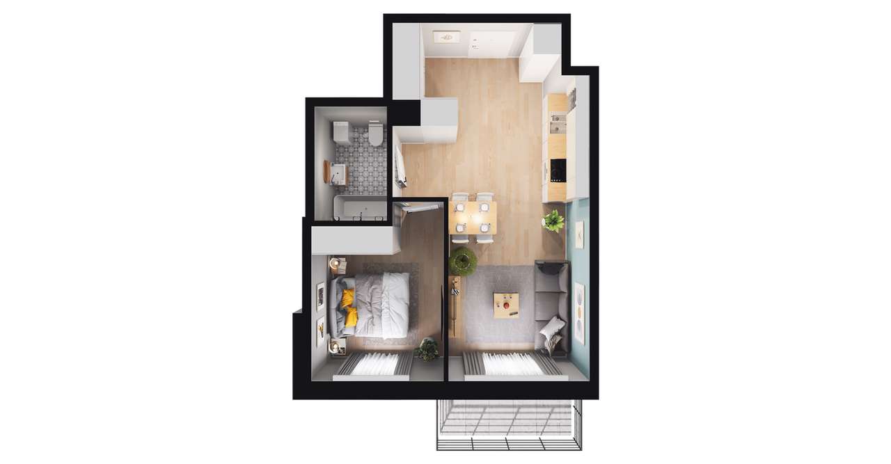 2-pokojowe mieszkanie 40m2 + balkon Bez Prowizji - Pełny obrazek: 2/8