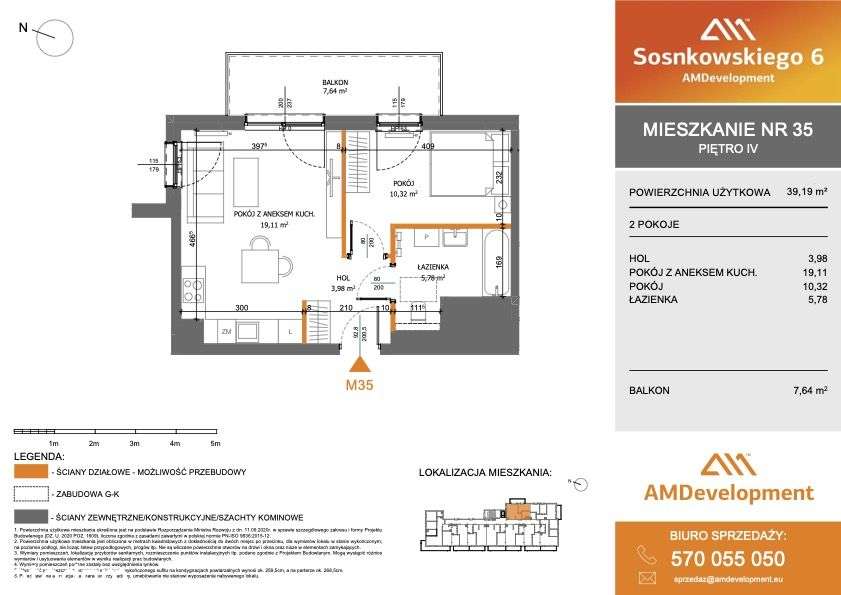 M44 Mieszkanie 2 pokojowe z balkonem 39,19 m2 - Pełny obrazek: 4/18