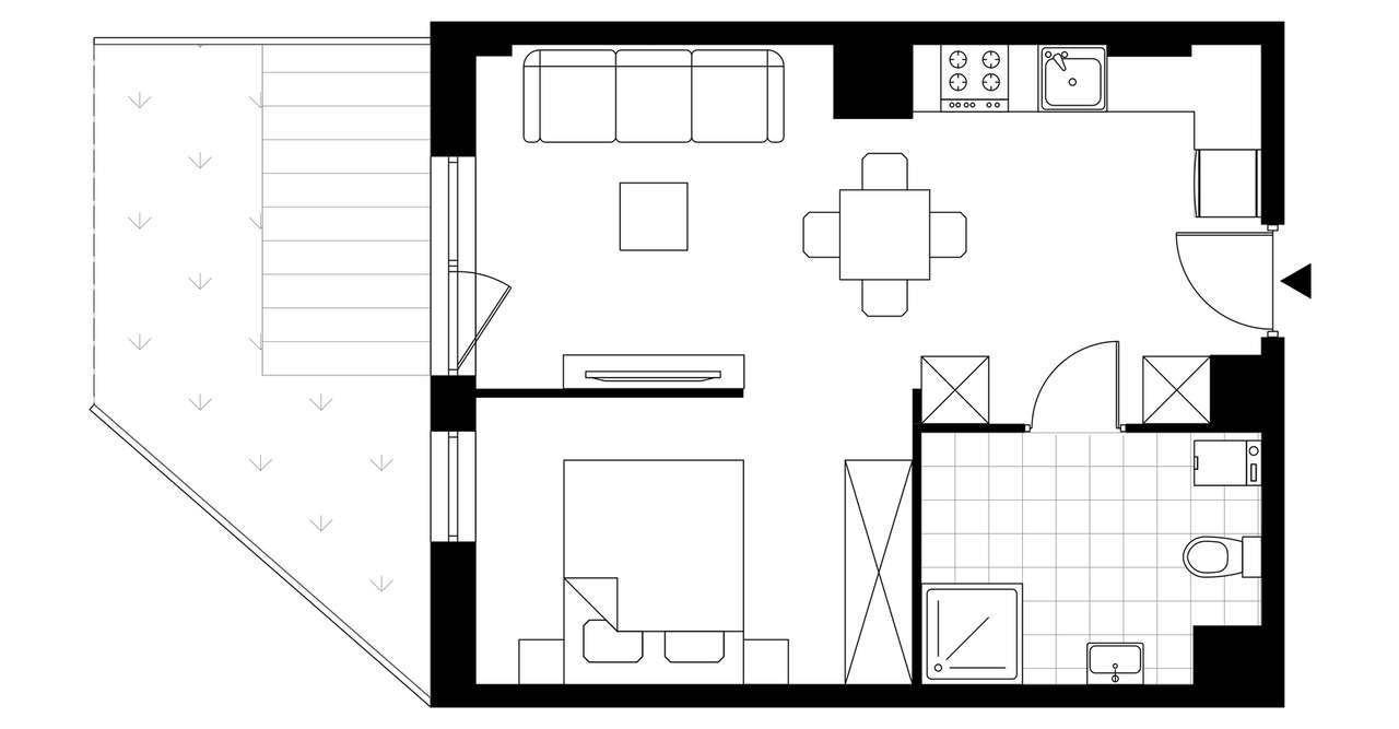 1-pokojowy apartament inwestycyjny 36m2 + ogródek - Pełny obrazek: 3/8