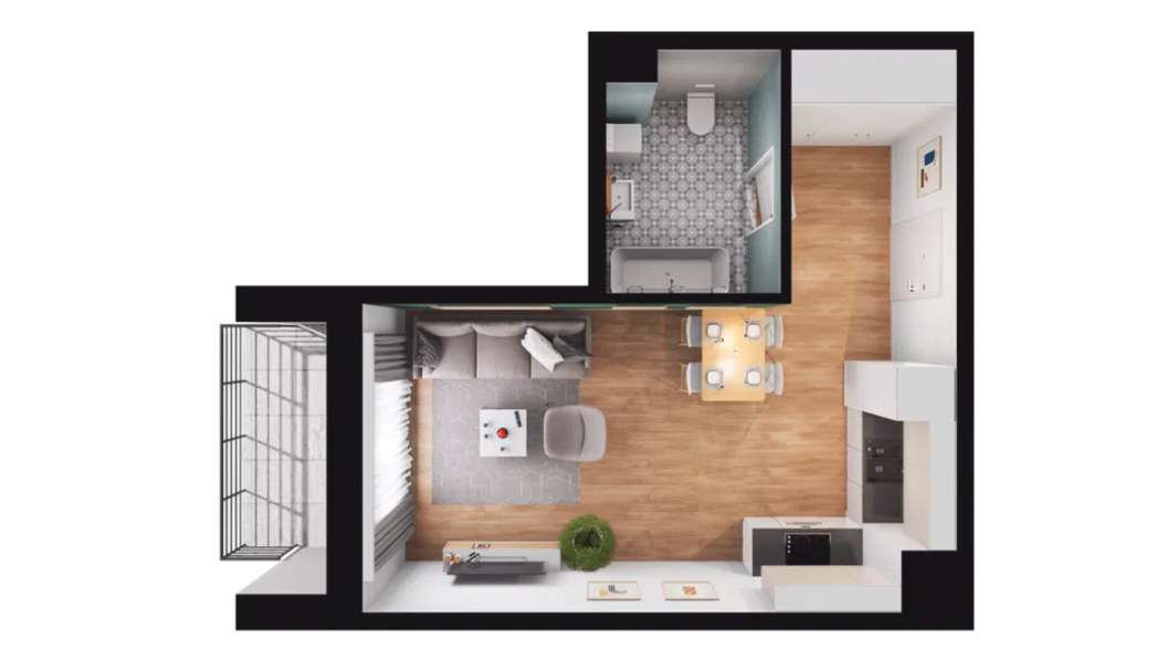 Ostatnie piętro-Gotowa Kawalerka 31 m2-Balkon-Zakrzówek - Pełny obrazek: 3/8