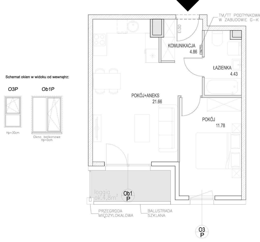 2-pokojowe mieszkanie 42m2 + loggia Bez Prowizji - Pełny obrazek: 2/9