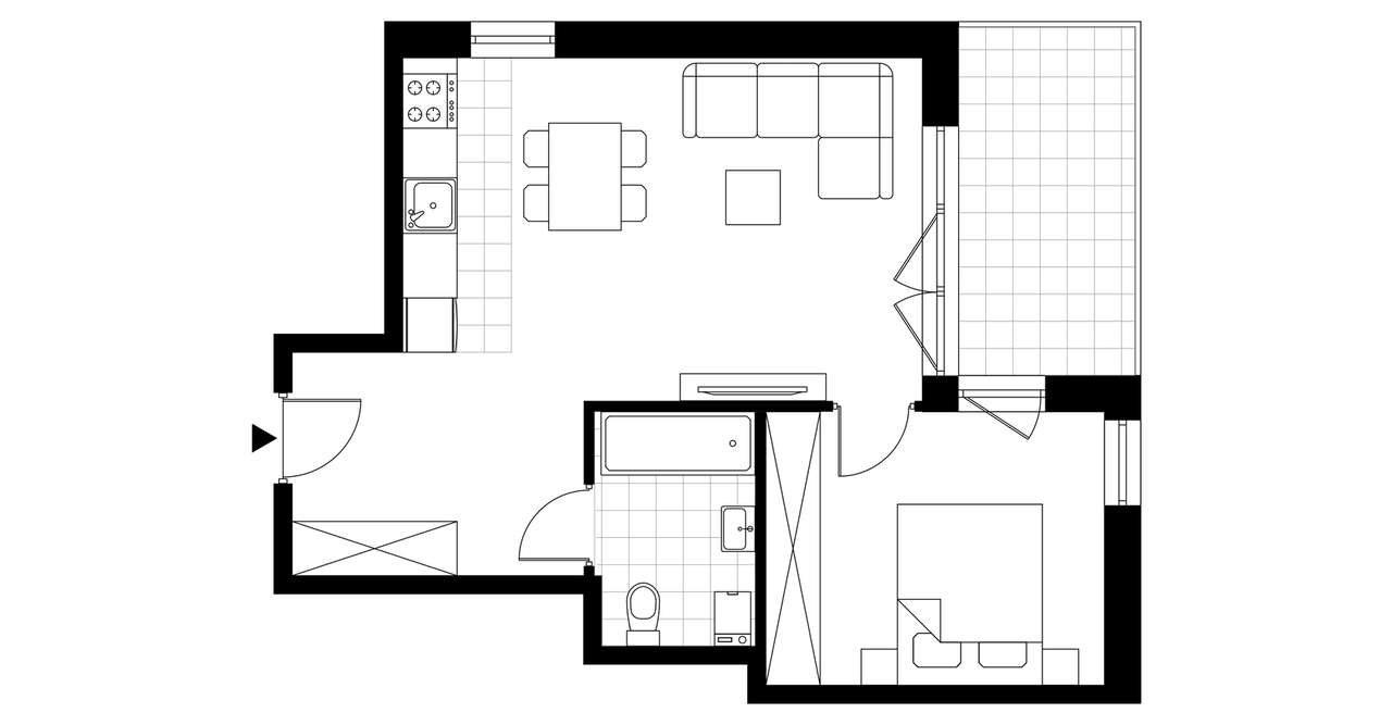 2-pokojowe mieszkanie 43m2 + balkon Bezpośrednio - Pełny obrazek: 3/8