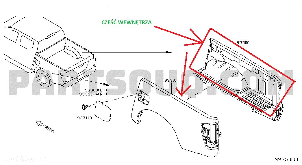 NISSAN NAVARA NP300 NP 300 15-24r IV 4 NOWY PAKA TYLNY BŁOTNIK TYŁ WEWNĘTRZNY LEWY LEWA  K33014JNAB - 8