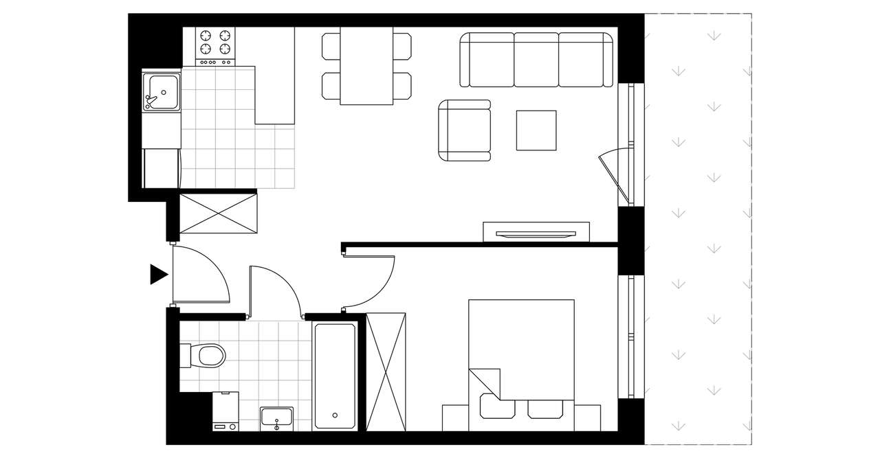2-pokojowe mieszkanie 42m2 + ogródek Bezpośrednio - Pełny obrazek: 3/8