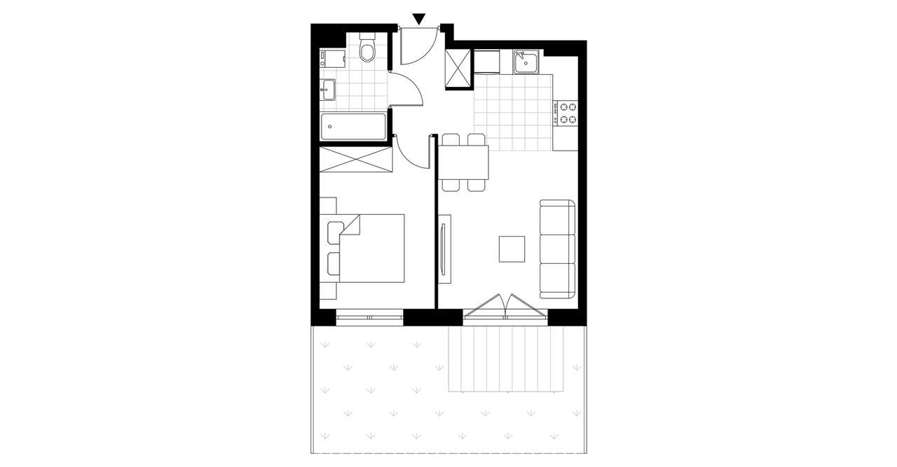 2-pokojowe mieszkanie 36m2 + ogródek - Pełny obrazek: 3/8