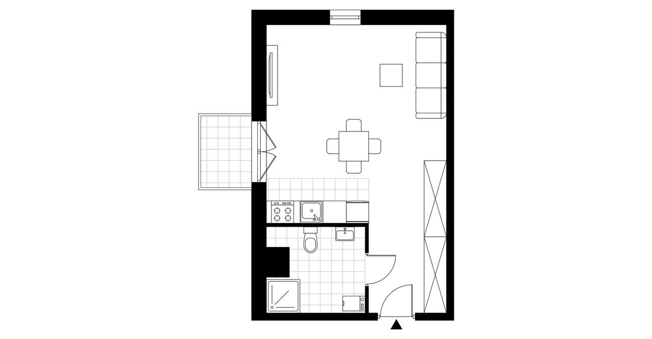 1-pokojowe mieszkanie 35m2 + balkon Bezpośrednio - Pełny obrazek: 3/7