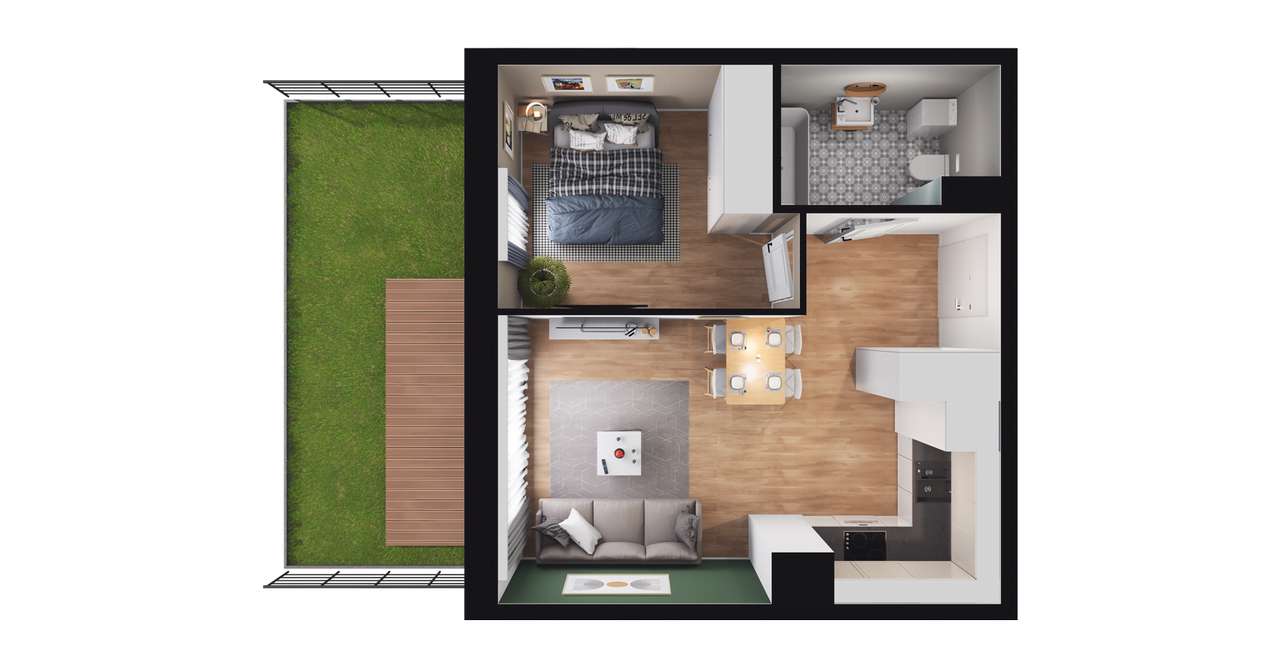 2-pokojowe mieszkanie 35m2 + ogródek Bez Prowizji - Pełny obrazek: 2/8