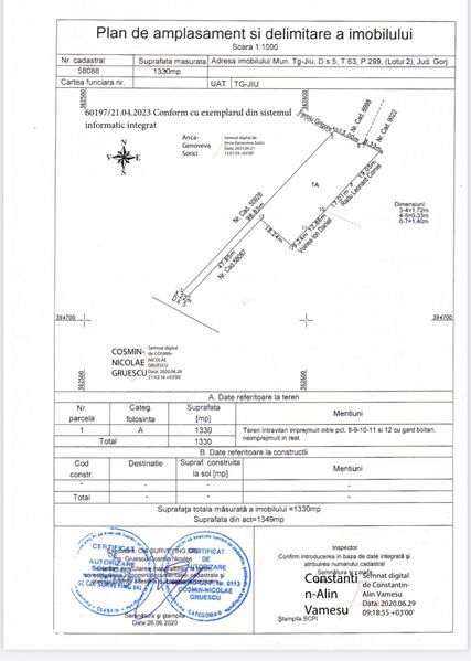 Teren str costche negruzzi 1330mp