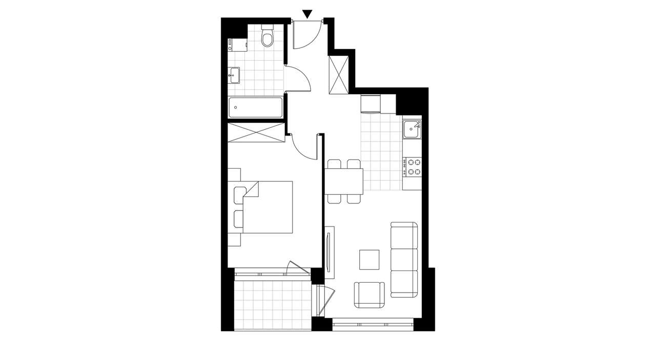 2-pokojowe mieszkanie 42m2 + loggia - Pełny obrazek: 4/9