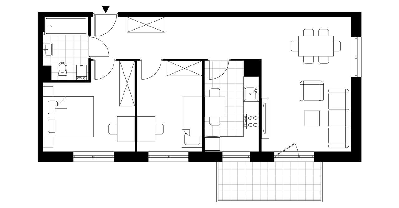 3-pokojowe mieszkanie 62m2 + balkon - Pełny obrazek: 3/8