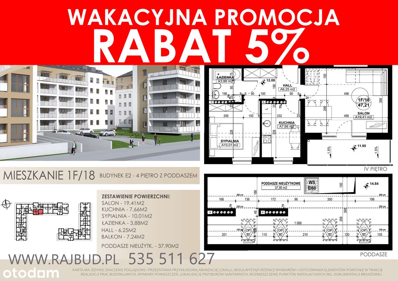 Mieszkanie z poddaszem - łącznie 85,11m2