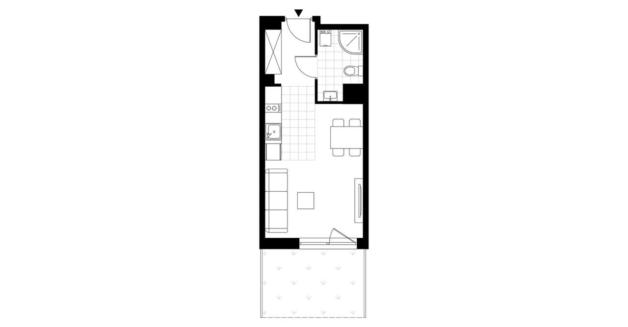 1-pokojowe mieszkanie 26m2 + ogródek Bezpośrednio - Pełny obrazek: 3/8
