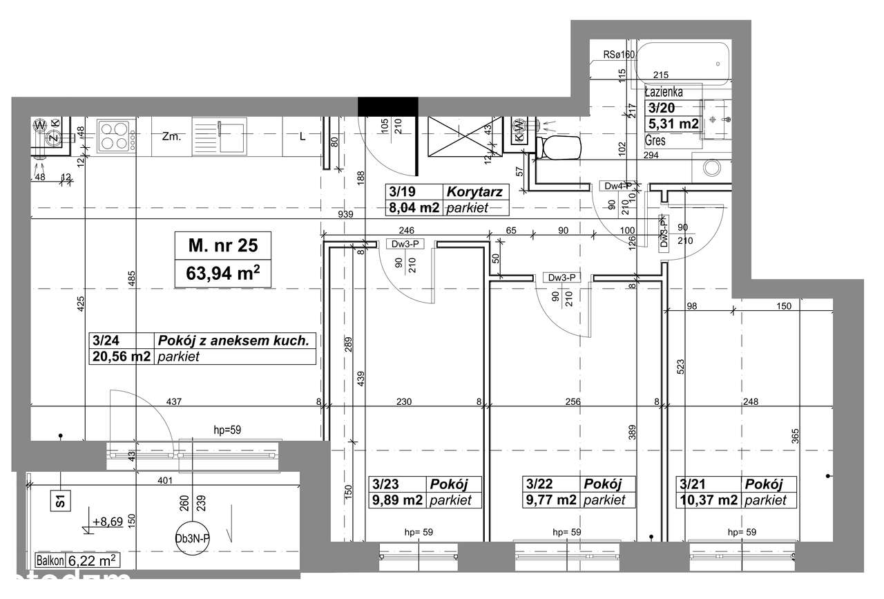 Osiedle przy Lesie | Bud. A | M. nr 25 | 63,94 m2 - Pełny obrazek: 2/7