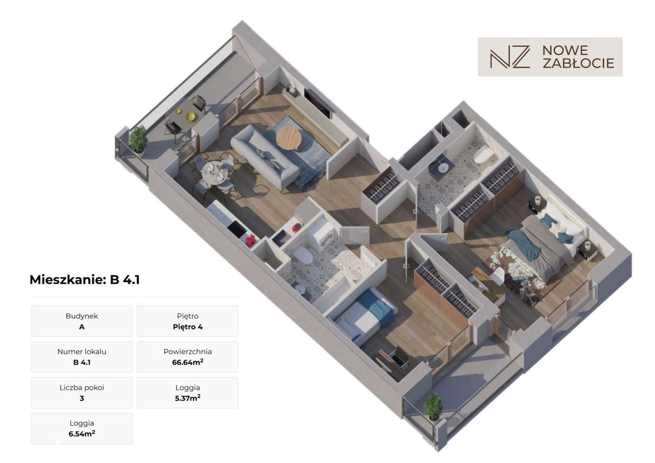 NOWE ZABŁOCIE / Apartament, 2 balkony, 2 łazienki / Bez prowizji-1