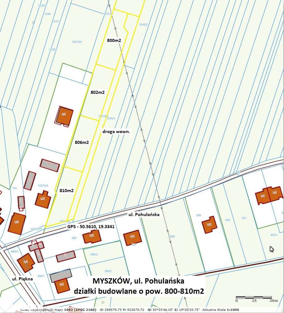 Sale - 10% Myszków działka budowlana (plan) 802m2 cena tylko 88.900zł-4