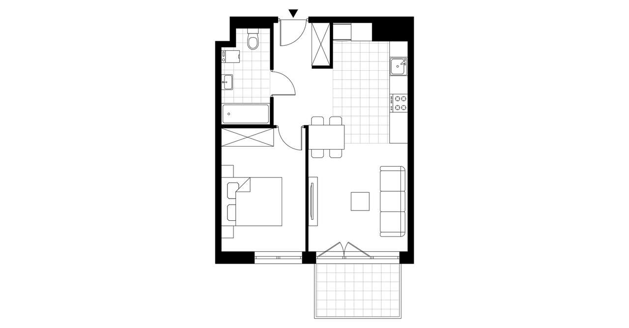 2-pokojowe mieszkanie 42m2 + balkon Bezpośrednio - Pełny obrazek: 3/8