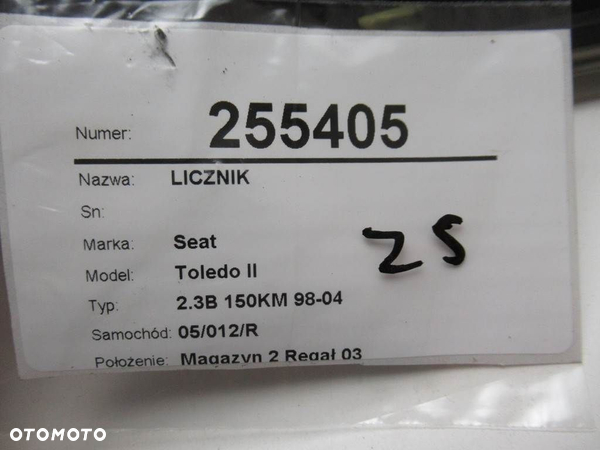 LICZNIK SEAT TOLEDO II (1M2) 1998 - 2006 2.3 V5 110 kW [150 KM] benzyna 1998 - 2000 110080013005 - 11