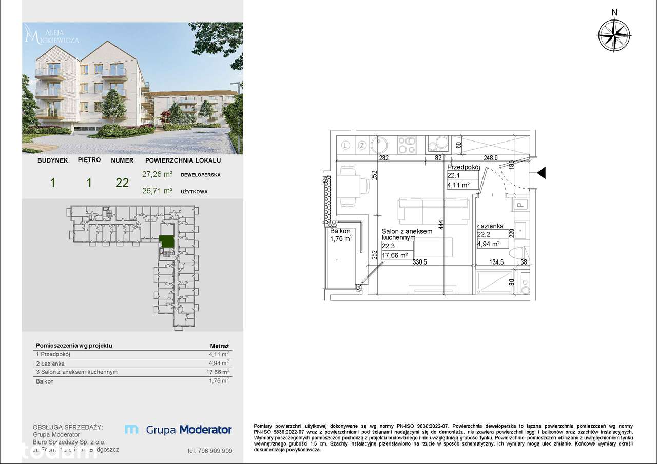 Nowa kawalerka z balkonem / Osielsko / Hala garażowa - Pełny obrazek: 5/11