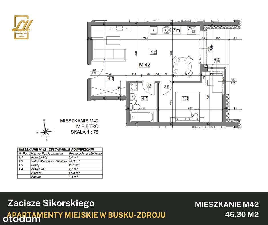 Zacisze Sikorskiego | M42 | Apartament 46,3 m2 - Pełny obrazek: 3/7