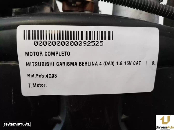 MOTOR COMPLETO MITSUBISHI CARISMA SEDAN 1999 -4G93 - 1