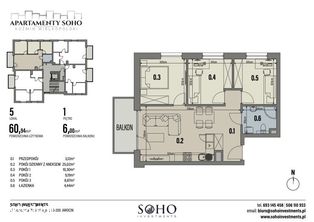 mieszkanie 60,94 m2 4-pokoje Apartamenty SOHO Kożm