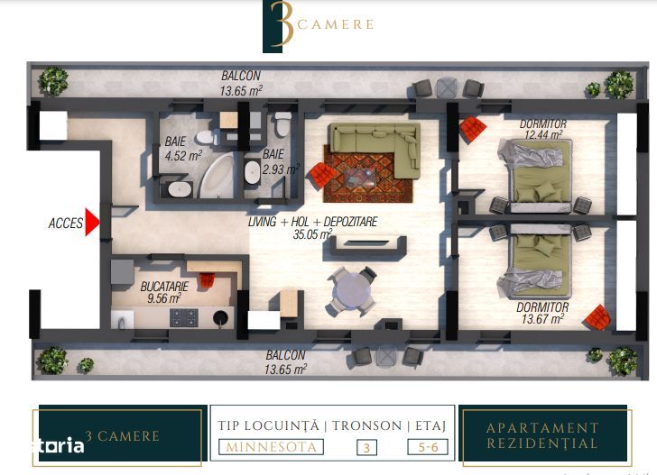 Apartament ideal pentru familia ta - 3 camere - SECTOR 4