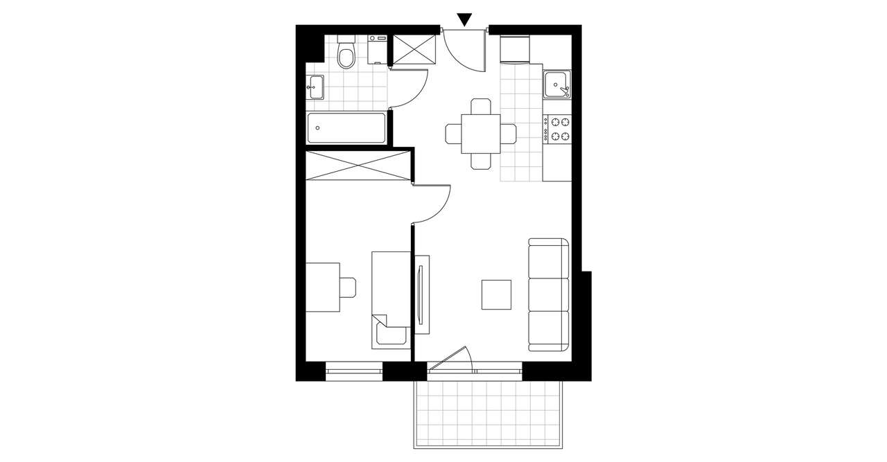 2-pokojowe mieszkanie 36m2 + balkon Bezpośrednio - Pełny obrazek: 3/8