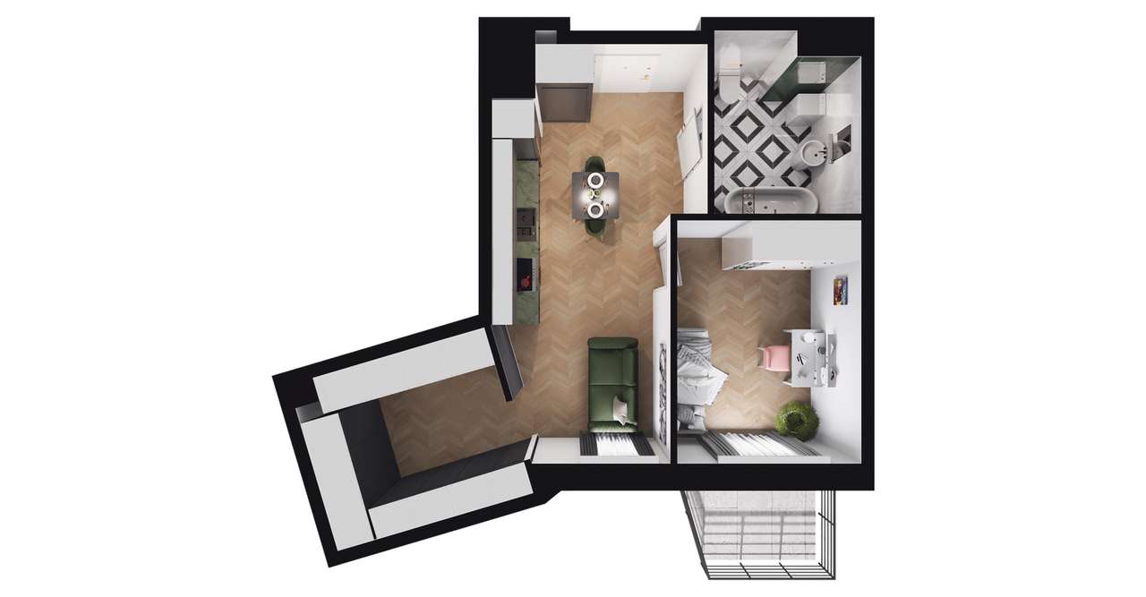 Bernardyńska 4 | mieszkanie 1-pok. | A/3/06 - Pełny obrazek: 3/9