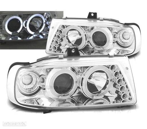 FARÓIS ANGEL EYES PARA SEAT IBIZA CORDOBA 6K 93-99 FUNDO CROMADO - 1