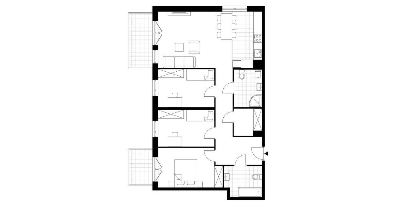 4-pokojowe mieszkanie 91m2 + 2 balkony - Pełny obrazek: 3/8