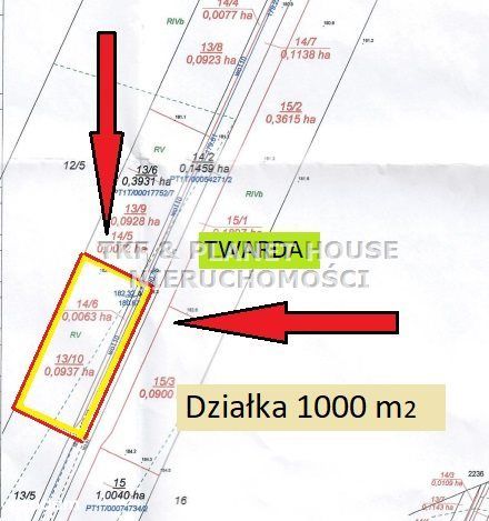 Działka 1000 m2, Twarda, gm. Tomaszów Maz.