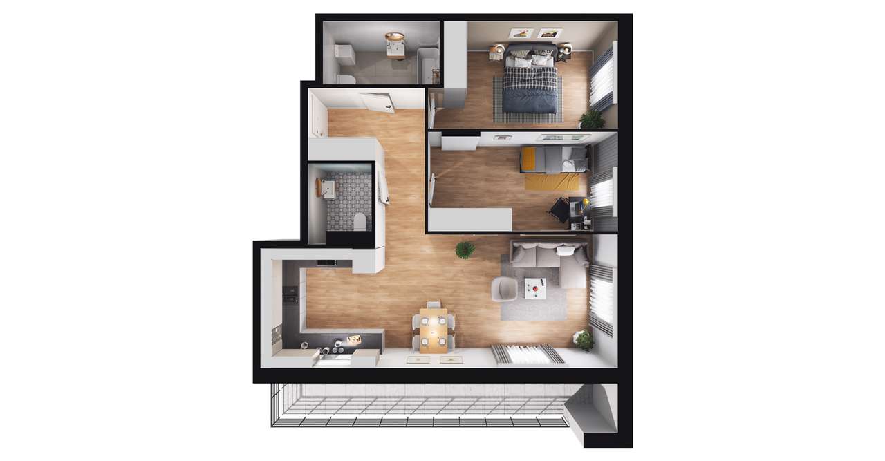 3-pokojowe mieszkanie 70m2 + loggia Bez Prowizji - Pełny obrazek: 2/7