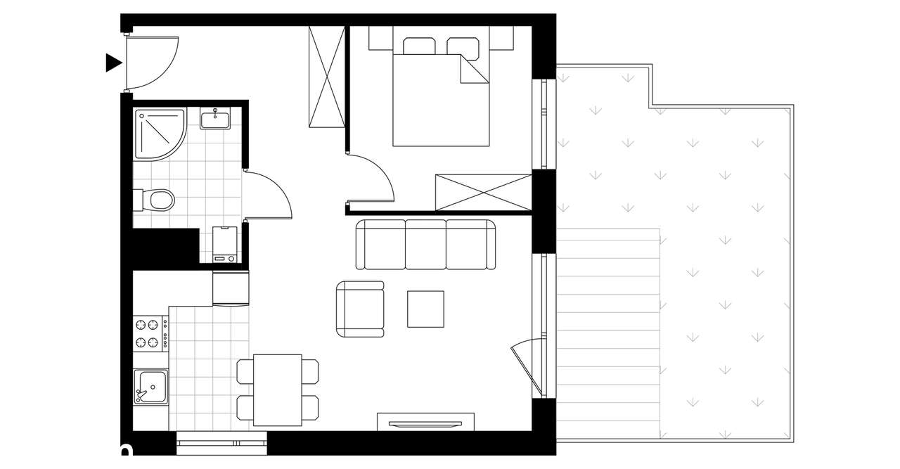 2-pokojowe mieszkanie 42m2 + ogródek Bezpośrednio - Pełny obrazek: 3/8