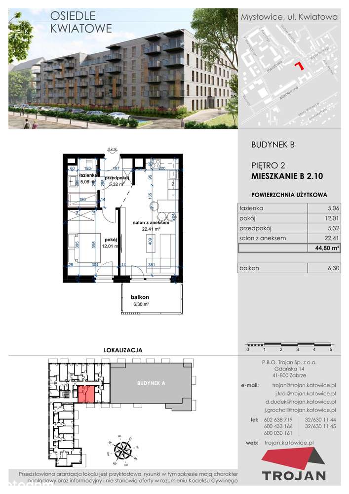 Mysłowice, Kwiatowa  | mieszkanie 2-pok. | B 2.10 - Pełny obrazek: 2/9
