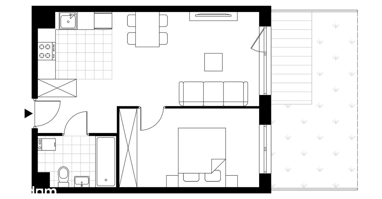 2-pokojowe mieszkanie 41m2 + ogródek Bez Prowizji - Pełny obrazek: 4/9