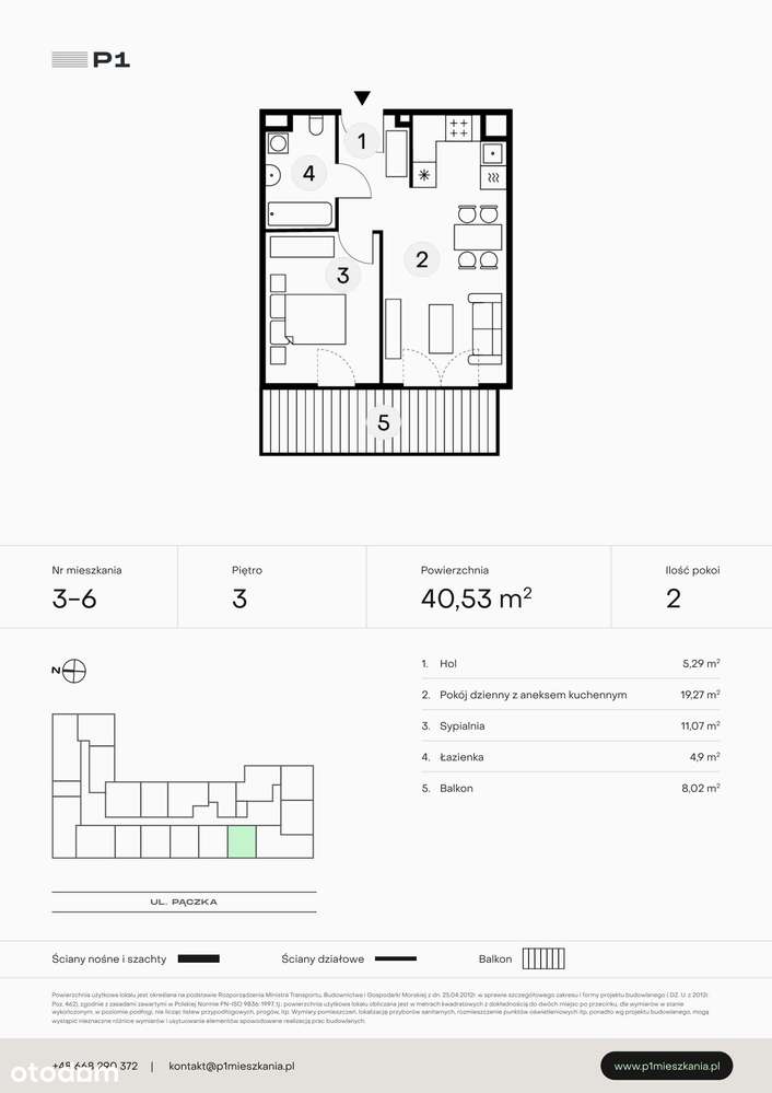 P1 Mieszkania  | mieszkanie 2-pok. | 3_6 - Pełny obrazek: 2/7