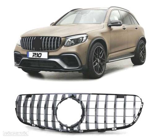 GRELHA FRONTAL PARA MERCEDES CLASSE GLC X253 15- LOOK AMG PRETO CROMADO - 4