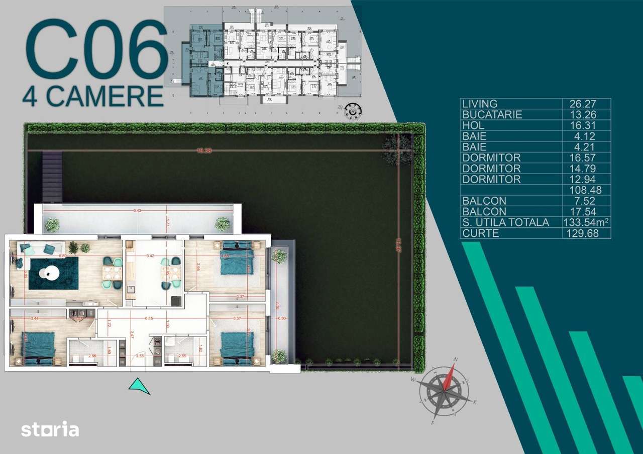 Titan 4 camere decomandat  132 mp + curte 149 mp PREMIUM - Imagine principală: 2/20