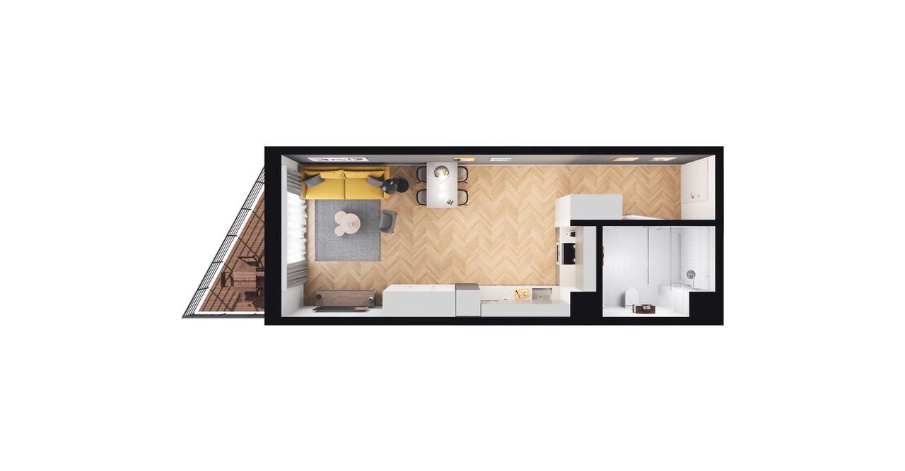 1-pokojowe mieszkanie 30m2 + loggia Bezpośrednio - Pełny obrazek: 2/8