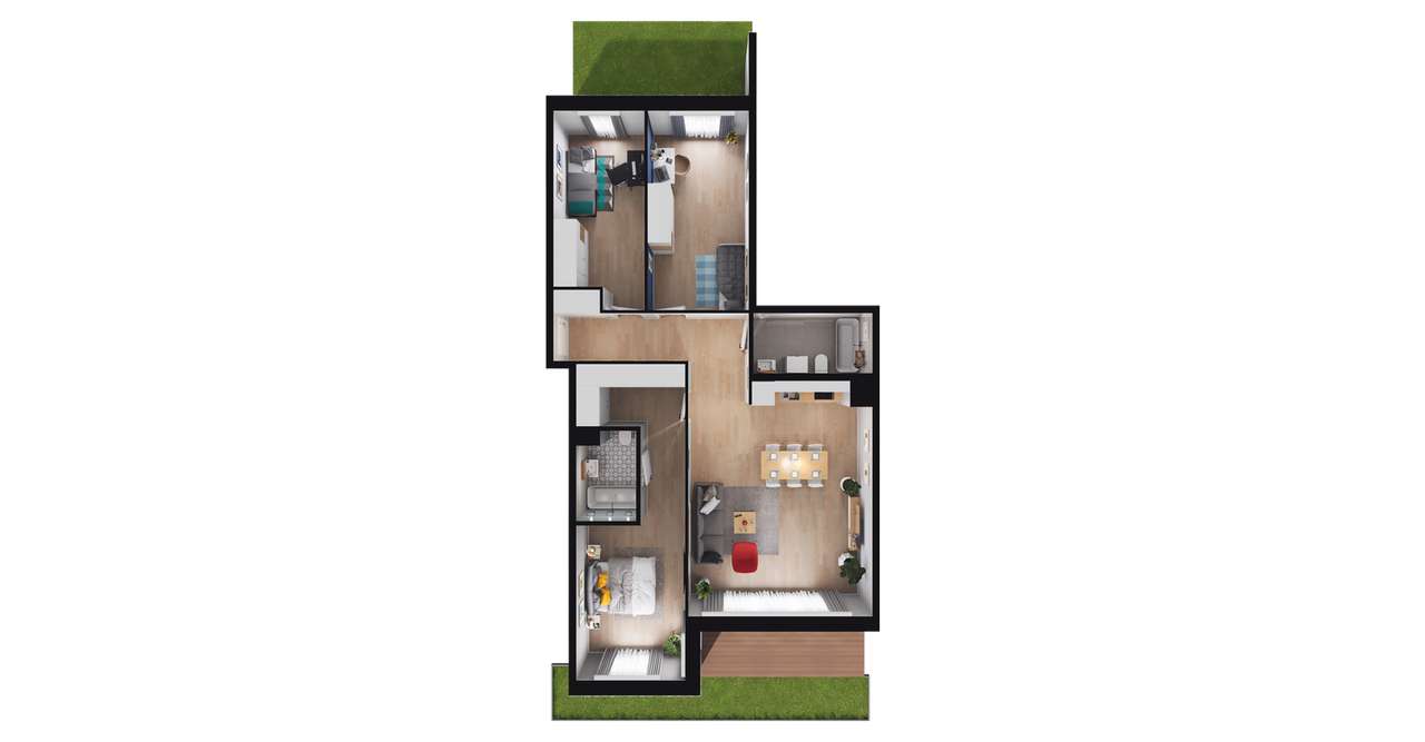 4-pokojowe mieszkanie 93m2 + 2 ogródki - Pełny obrazek: 2/8