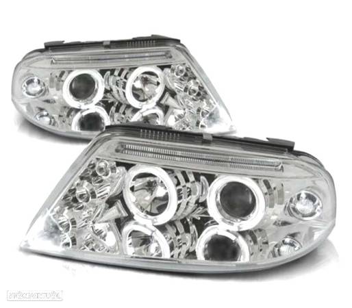 FARÓIS ANGEL EYES PARA VOLKSWAGEN VW PASSAT 3BG 00-05 FUNDO CROMADO - 1