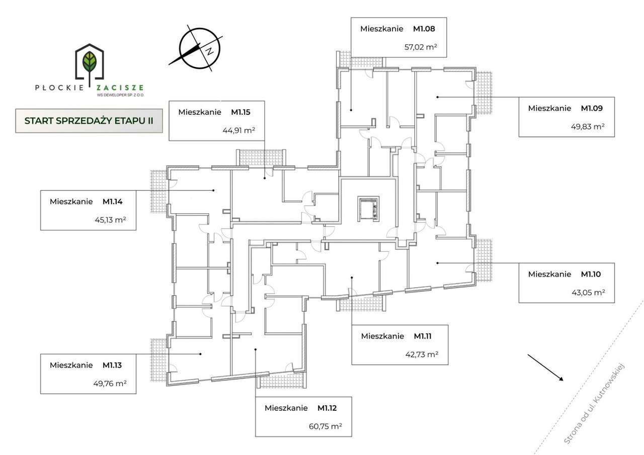 Płockie Zacisze Etap II - 45,13m2 + Ogródek 130m2 - Pełny obrazek: 3/12
