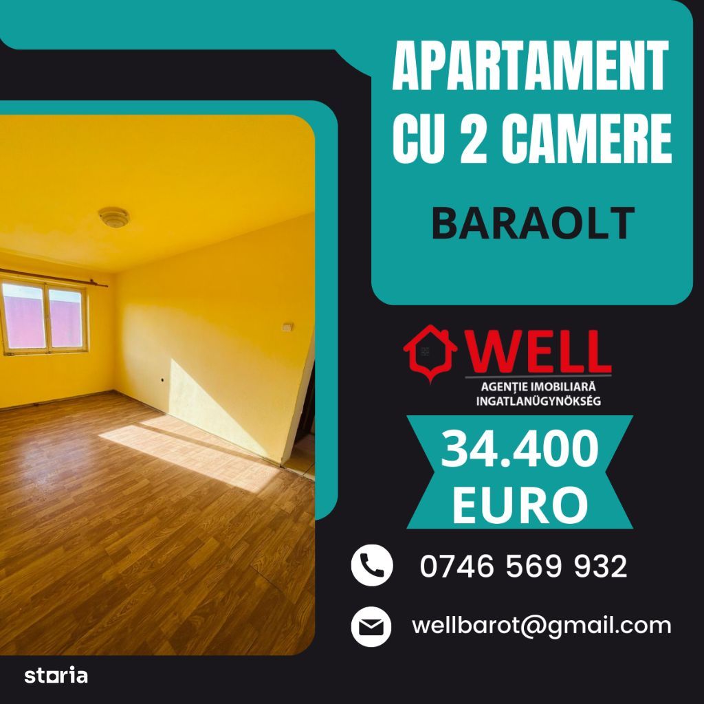 De vânzare apartament cu 2 camere în Baraolt