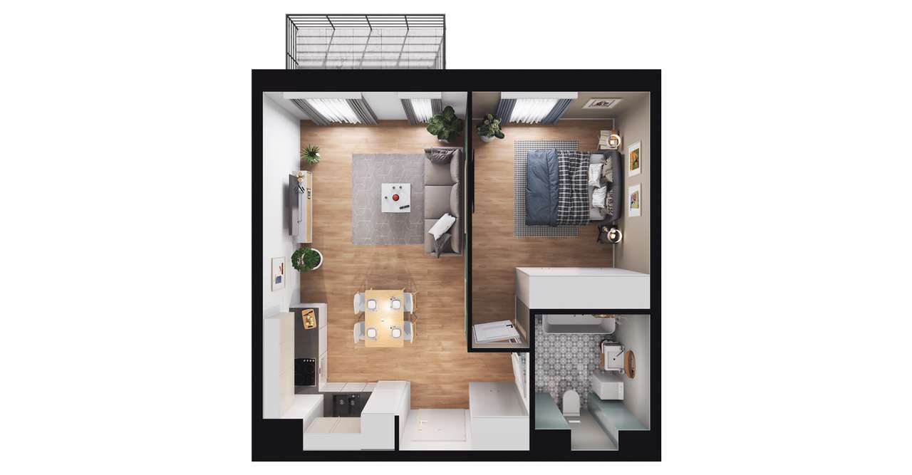 2-pokojowe mieszkanie 40m2 + balkon Bez Prowizji - Pełny obrazek: 2/8