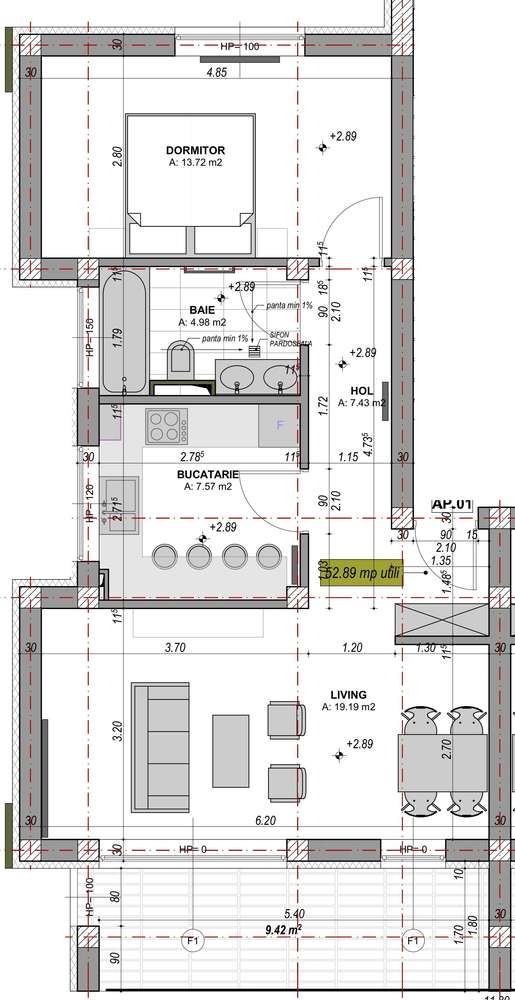 Apartamen decomandat cu 2 camere, terasa, mobilat si utilat - la vila - Imagine principală: 4/11