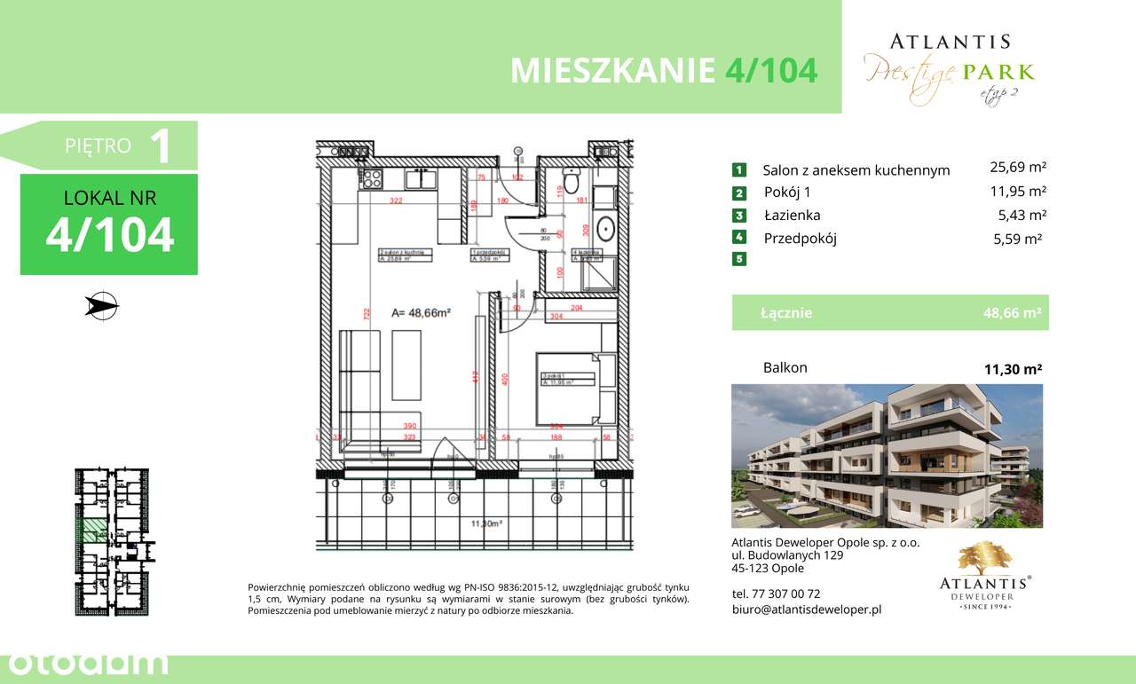2-pokojowe mieszkanie 48m2 Bez Prowizji - Pełny obrazek: 3/11