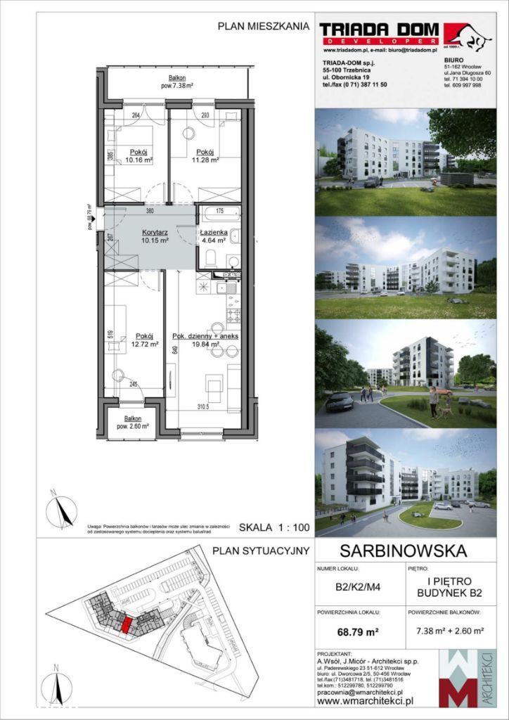 ul. Sarbinowska - 1 piętro, balkon, 4 pok, 68 m2
