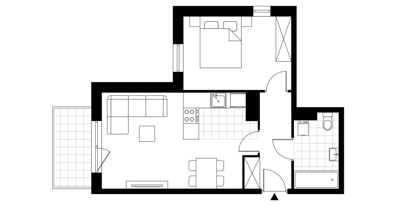 2-pokojowe mieszkanie 44m2 + balkon - Pełny obrazek: 3/5